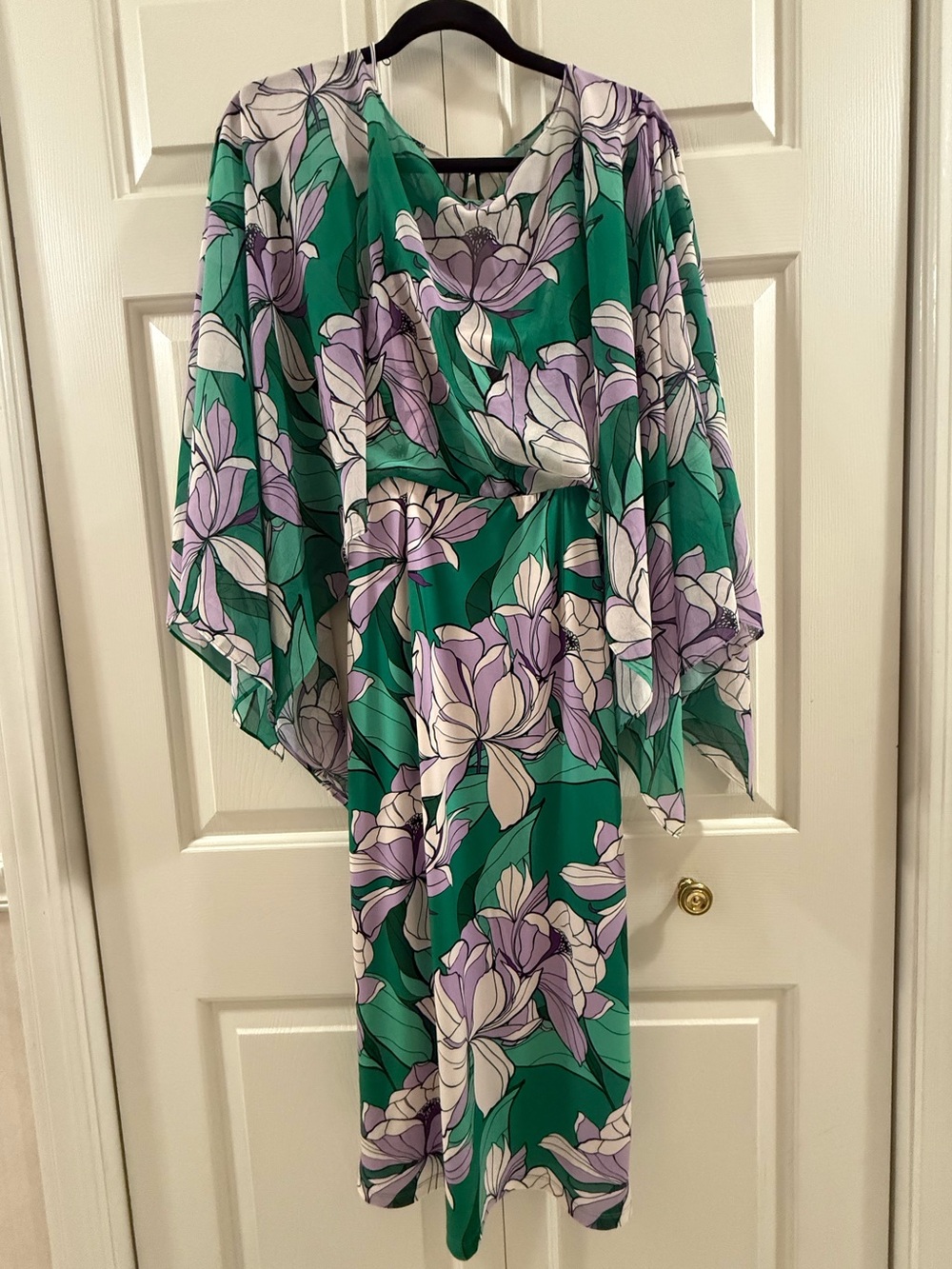 Alexia Admor Green Purple Floral Overlay Cocktail Dress Medium NWT - Picture 5 of 16